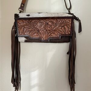 AMERICAN DARLING Purse Crossbody Clutch Envelope Tooled With Fringe